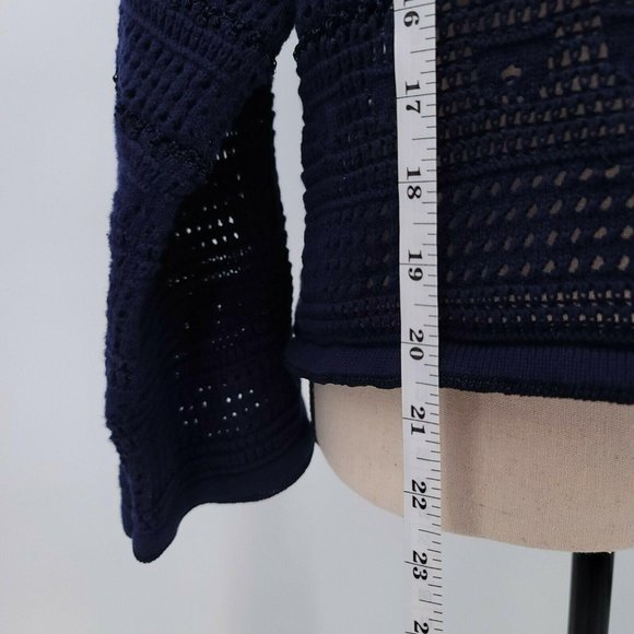 Ceny Women's Large Navy Pointelle Boat Neck Sweater - Picture 6 of 10